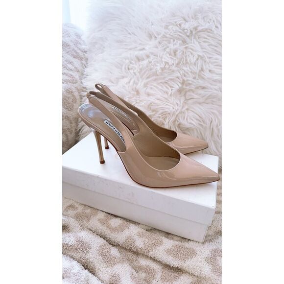 Manolo Blahnik 105mm allura slingback pump nude 39.5EU/9.5B - Picture 3 of 7